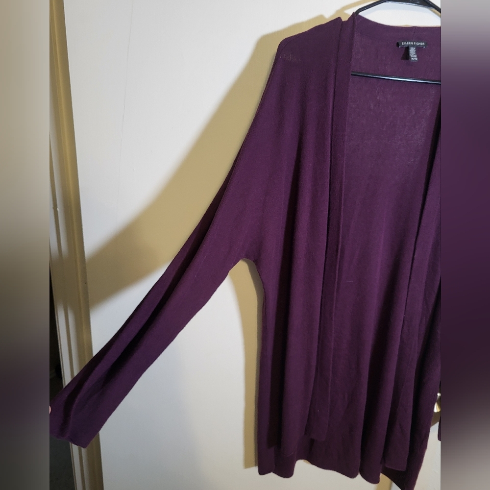 Eileen Fisher Long Cotton Silk Long Sleeve Cardigan, XL NEW w/o TAG - Picture 3 of 5